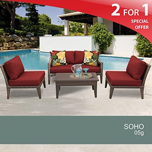 Amazon Com Soho 5 Piece Outdoor Wicker Patio Furniture Set 05g Terracotta Everything Else