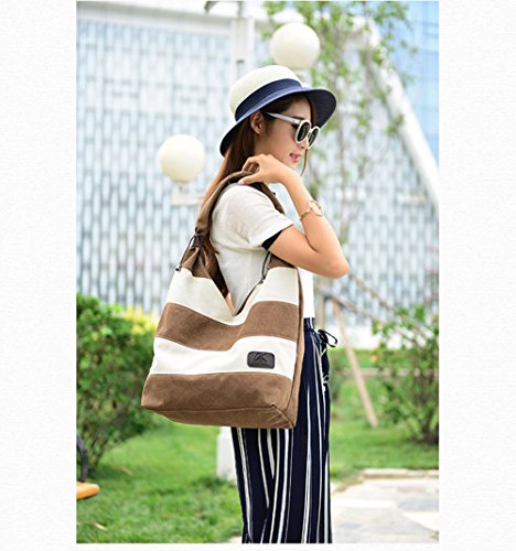 Ecokaki Women's Hobo Tote Bag Canvas Straped Bag Large Handbag Shopper Shoulder Bag Gray - Thumbnail 2