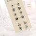 Wivily Retro Rhinestone Turquoise Beautiful Stud Earings Set for Women Girls (6 Pairs)