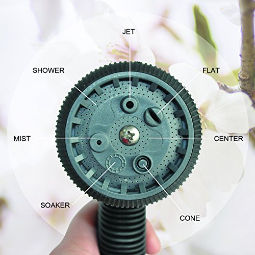 YeStar 75Ft Garden Coil Hose, 3/4" Solid Brass Fittings/Leak Proof Connector, Flexible Water Hose with 7-Pattern Spray Nozzle, Easy to Storage, Kink Free Compact and Durable