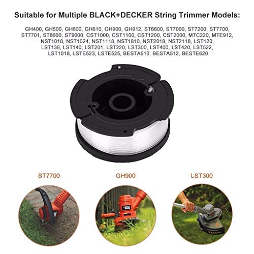 VICCKI for Black for Decker String Trimmer Replacement Parts AF-100-3ZP Spool Line (White, 3Pcs)