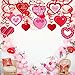 40 Pcs Valentine's Day Hanging Swirl Decorations Party Swirls Heart Swirl Hanging Steamers Foil Hanging Ceiling D*cor Swirl Streamers with Heart Cutouts for Valentine's Day Party Supplies Photo Booth
