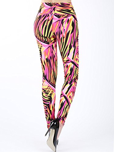 Soft Printed Leggings 80s Style Neon Leggings Pants With Assorted