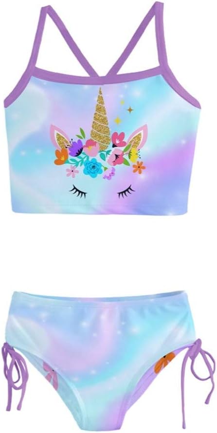 Little/Toddler Girls Girly Swimwear Unicorn Princess Rainbows Kids Tankini Swimsuit Bikini Set