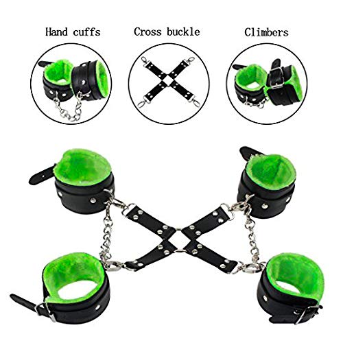 BONDAGERIE-Kit-di-colore-Verde-in-Ecopelle-con-10-pezzi-sacco-in-raso-in-omaggio