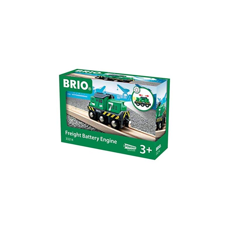 BRIO World 33214 – Freight Battery Engine – 1 Piece Wooden Toy Train Set for Kids Age 3 and Up , Green