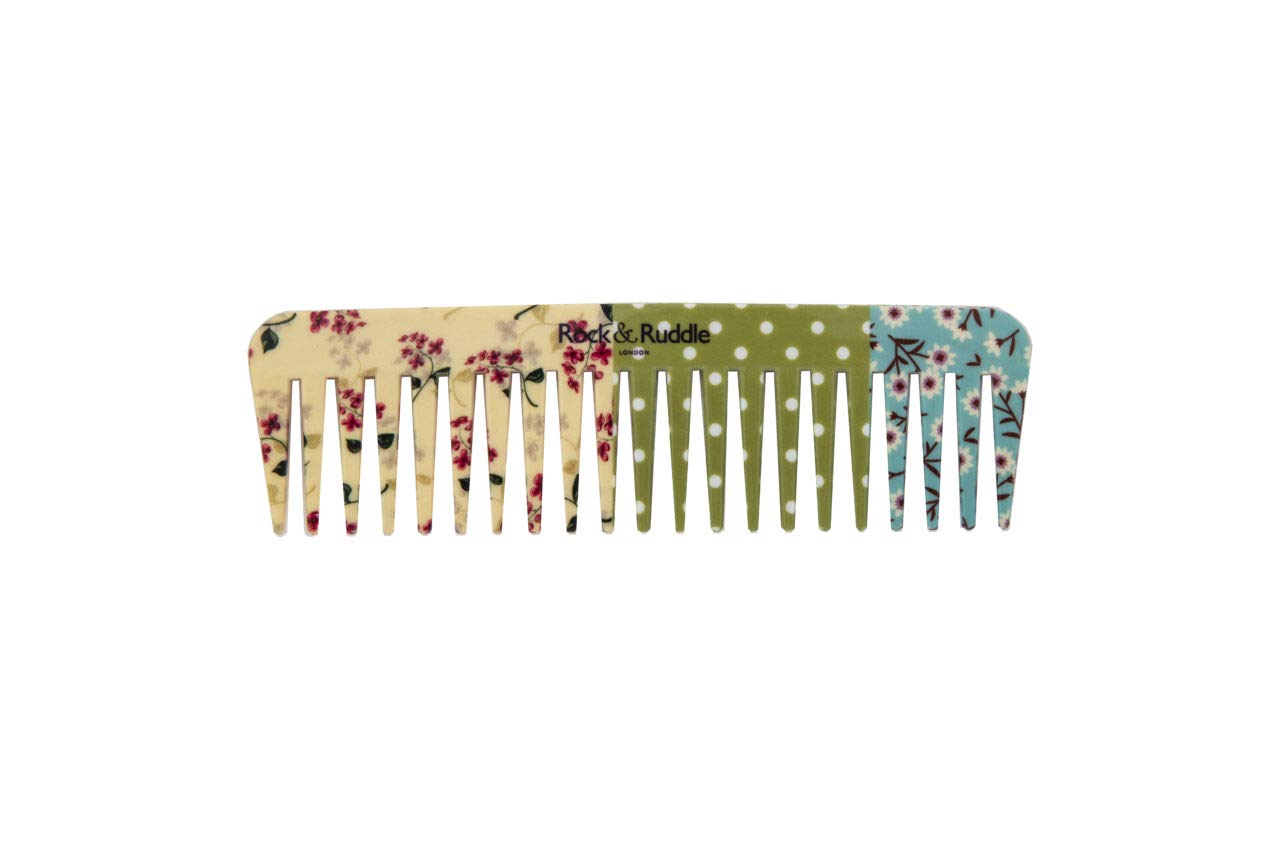 Rock & Ruddle Wide Tooth Comb. Perfect for Detangling Wet Hair and Applying Hair Color. Pink Blossom Design — image 1