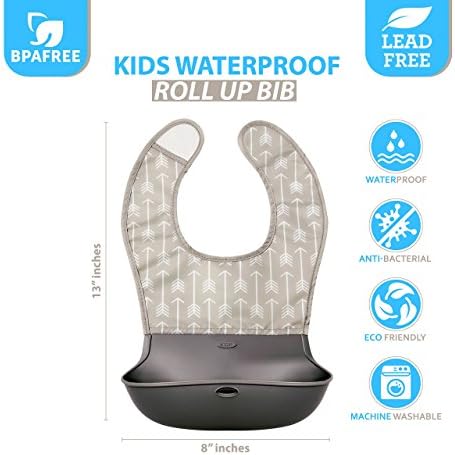 Baby Bib,Roll Up Silicone,Waterproof Easy Clean Drool Bibs