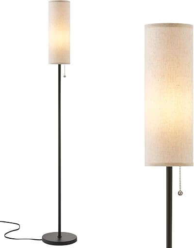 Aooshine Floor Lamp Modern Linen Shade 64 Tall Reading Light with Bulb
