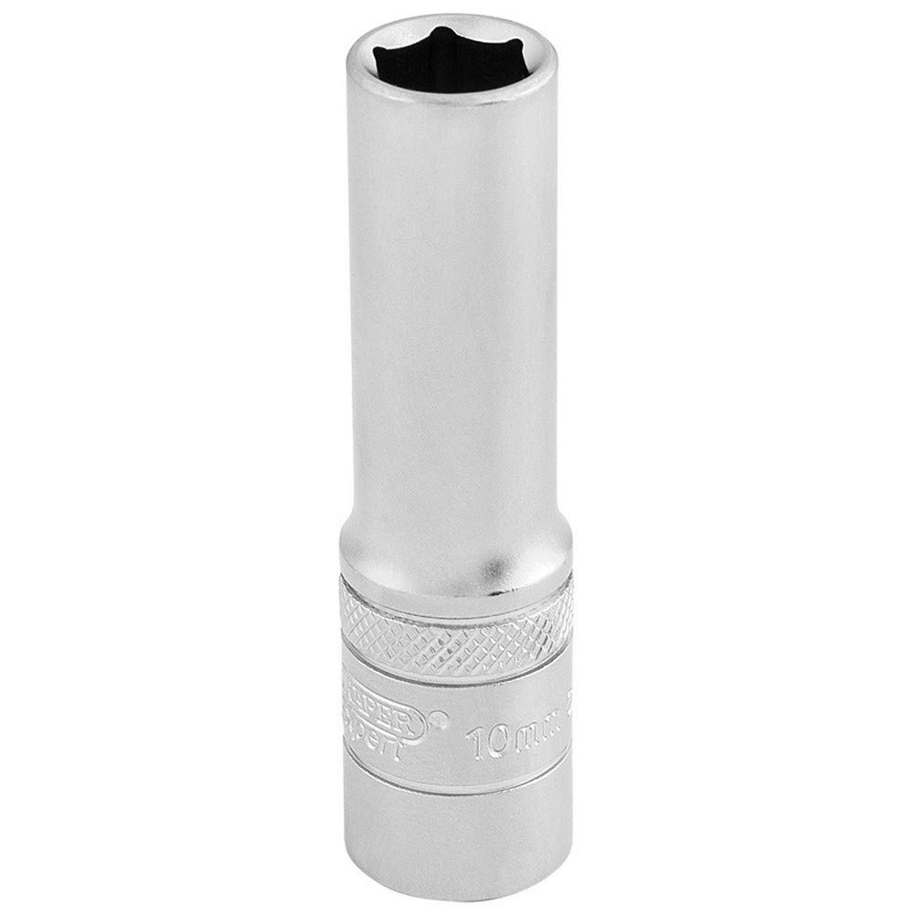 Draper 10MM6PT DEEP Socket 3/8 DR-PK 16579 3/8" Sq. Dr. Metric Deep Sockets (Micro Satin Chrome)