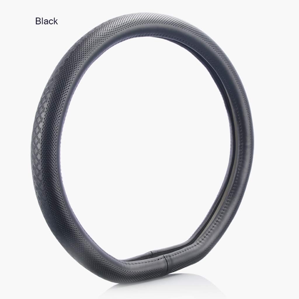 JHEY Flat Bottom D-Shaped Leather Car Steering Wheel Cover Stitching Matte Leather Top Leather Steering Wheel Cover (Color : Black)