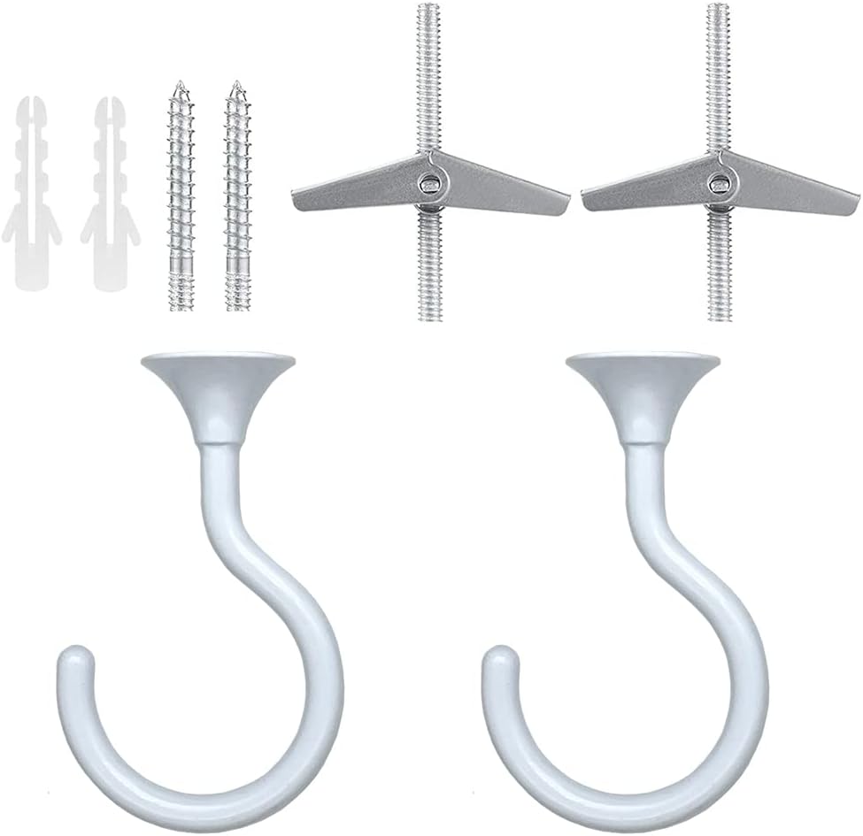 Outdoor Hanging Brackets - diplambr Swag Hook Heavy Duty Ceiling Hook with Hardware for Ceiling Installation Cavity Wall Fixing Hanging Plants Chandeliers Wind Chimes etc. Indoor&Outdoor (2, White)