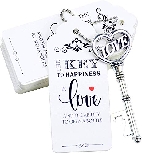 image for Makhry 52pcs Vintage Skeleton Key Bottle Opener with Love Heart Escort