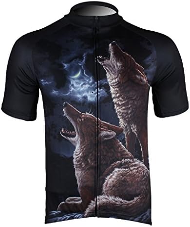 Kukaze Men's Comfortable Breathable Short Sleeve Cycling Jersey Bicycle Wolf Shirts