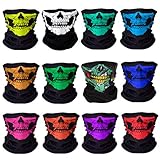 12pcs Skull Face Mask Tube Mask Seamless, Durable Face Mask Bandana Skeleton Face Shield Motorcycle