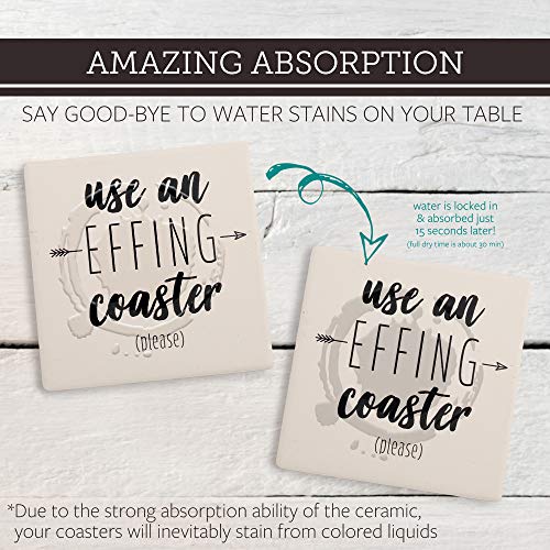 LotFancy Funny Coasters for Drinks Absorbent, Set of 6, 4\