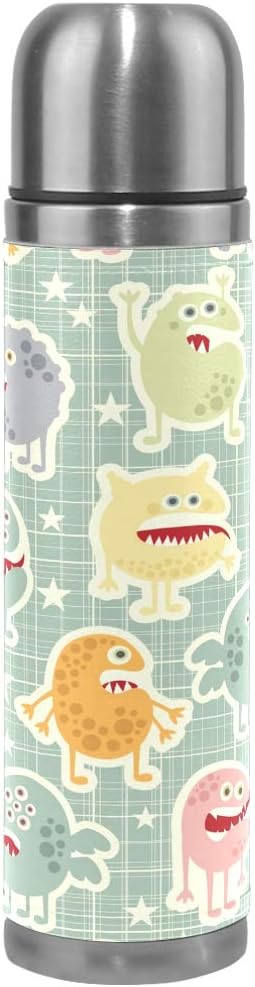 Amazon Vawa 水筒 500ml かわいい 怪獣柄 保温 魔法瓶 ウォーターボトル 保温保冷 ワンタッチ 真空断熱 軽量 カバー付き 子供用 プレゼント用 妖怪柄 チェック柄 格子柄 水筒 マグボトル オンライン通販