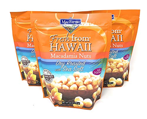MacFarms Dry Roasted Macadamia Nuts With Sea Salt Fresh From Hawaii 24 Ounce (3 Pack)