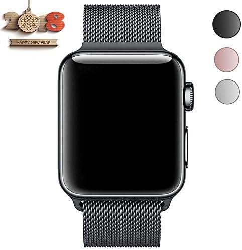 Apple Watch Band,38mm Fully Magnetic Closure Clasp Stainless Steel Milanese Loop Replacement Bracelet Strap for Apple Watch Series3,Series 2,Series1,Sport&amp; Edition Black