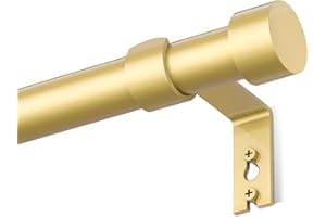 Ueuttiy Adjustable Curtain Rods for Windows 16-75", Cylindrical End Cap, 1-Inch-Diameter,Gold(40-190cm)