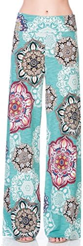 Cody Line Women's Casual Bohemian Wide Leg Palazzo Pants (2X-Large, C264SKFD Dk Sage)