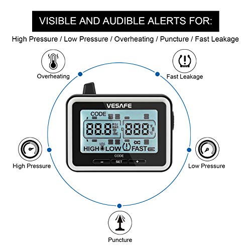 Vesafe TPMS, Wireless Tire Pressure Monitoring System for RV, Trailer, Coach, Motor Home, Fifth Wheel, with 10 Anti-Theft sensors, Include a Signal Booster