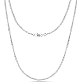 Charmsy Cuban Curb Link Necklace for Women | Italian Style 2.2mm, 0.8mm Diamond-Cut Cuban Link Curb Chain Necklace Jewelry Gift for Birthday Wedding Anniversary