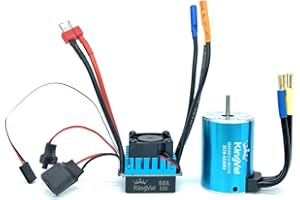 KingVal Replacement 3650 4300KV Sensorless Brushless Motor Shaft 3.175mm with 60A Brushless ESC Compatible with 1/10 RC Car