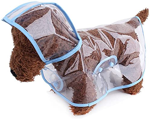 LUOXIAQIFEI Dog Raincoat with Hood Animal Waterproof Raincoat for Small Dogs Puppies Cats Size L Blue