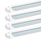 JESLED T8 T10 T12 LED 4FT Light Bulbs, 24W 3000LM, 6000K-6500K Daylight White, 4 Foot LED Fluorescent Tube Replacement, Super Bright, Dual Ended Power, Ballast Bypass, Clear Cover (4-Pack)