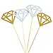 Aneco 60 Pack Glitter Diamond Cakes Toppers Cupcake Toppers Decor for Bridal Shower Decoration, Silver and Golden