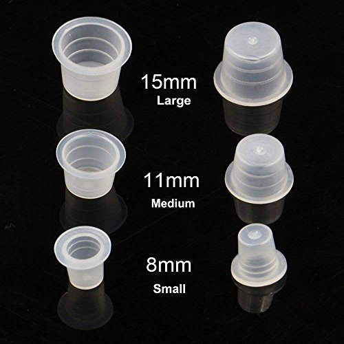 SUNWIN 200pcs Tattoo Plastic Ink Cups Disposable Tattoo Pigment Ink Caps Large 11MM For Tattooing Tattoo Needles Tattoo Kits Tattoo Ink (Medium) - Thumbnail 3