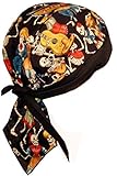 Sparkling EARTH Skull Cap Biker Caps Headwraps Doo Rags - Fiesta de Los Muertos/Black