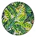goodbath Round Area Rug 3 Ft, Tropical Palm Leaves Design Non-Slip Fabric Round Rugs for Bedroom Living Room Study Room Playing Floor Mat Carpet, 3 Feet, Green White