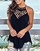 Teen Girl Tank Tops for Summer Casual Boho Lace Top Swing Sleeveless Tops(Navy Blue, Large)