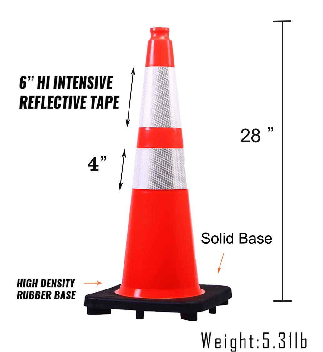 (6 Pack) BESEA 28” Orange Safety Traffic Cone, Black Base Construction Road Parking Cone Structurally Stable，Crowd Control at Public Places (28" Height).: Industrial & Scientific
