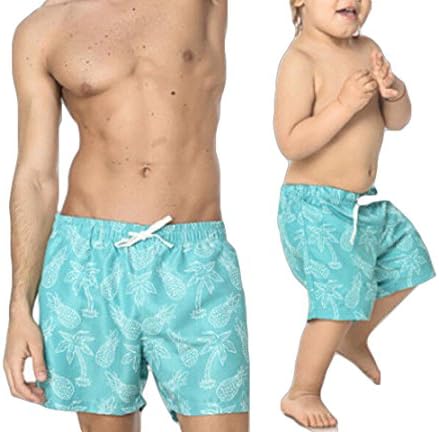 unniful Dad and Me Floral Print Swimming Board Shorts Swim Trunks Swimwear Beachwear