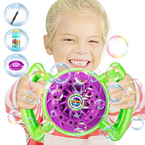 Bubble Machine, Tencoz Automatic Handheld Bubble Maker with A Bottle of Bubble Solution Over 800 Bubbles per Minute Bubble Machines Toy for Kids Baby Toddlers Bath Parties Wedding