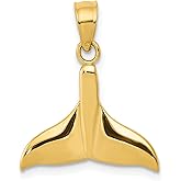 14K Gold Whale Tail Charm Polished Ocean Pendant