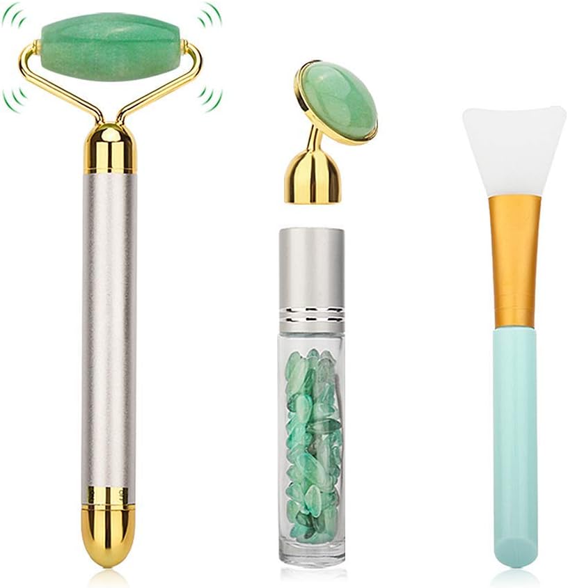 Deciniee 2IN1 Electric Jade Roller Kits, Nature Aventurine Beauty Bar