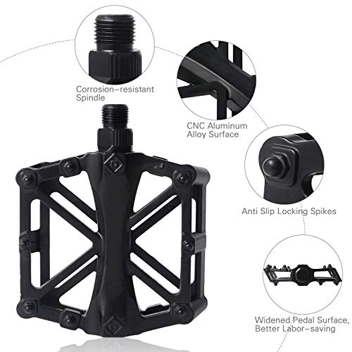 CETECK Bicycle Cycling Pedals, New Aluminum Anti Slip Durable Mountain MTB Bike Pedals Ultralight Cycling Road Bike Hybrid Pedals 9/16 inch（Shipped from United States）