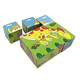 Rolimate Educational Preschool Dinosaur Wooden Cube Jigsaw Puzzle Blocks - Birthday Gift Toys for age 1 2 3 Years Old and Up Toddlers Kids Baby Children Boys Girls