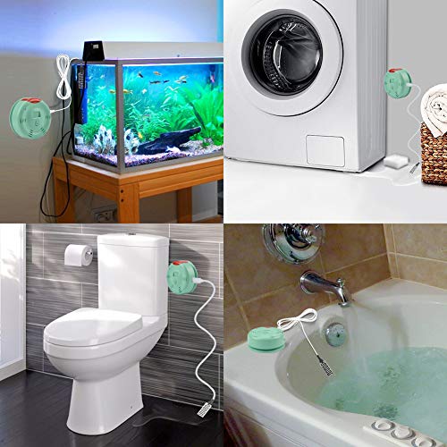 Smart Wi-Fi Water Alarm, Water Leak Detector with Sensor Cable 80dB Loud Sound, Warning Light and iOS App (Push Message,Ring) Overflow Flood Leakage Alert for Water Heater Sink Basement Sump Pump