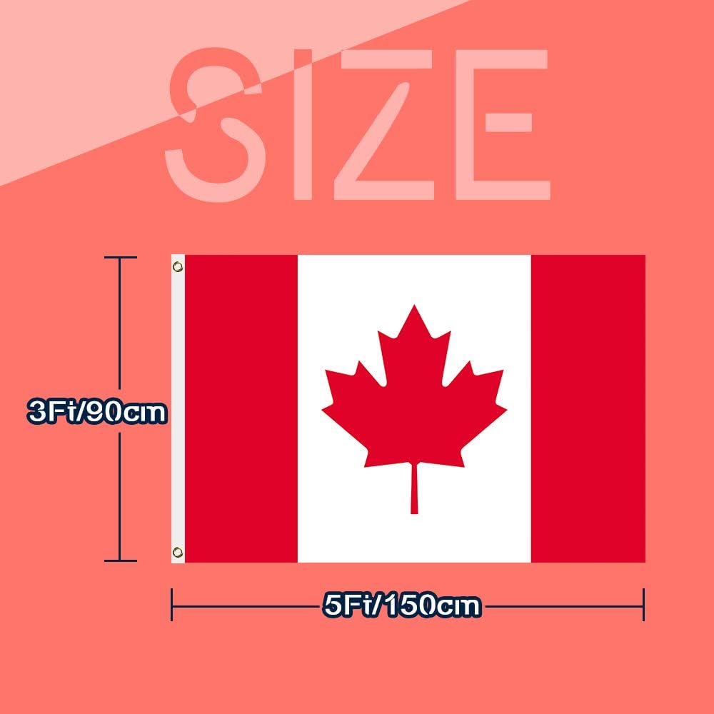 Canada Flag - 400D Polyester Premium Quality - Canadian Supporter Fans Decoration Flag 5ftx3ft/150 x 90cm - Image 3