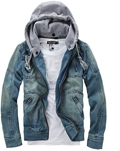 Onetify Mens Denim Jacket with Removable Hood (Large)