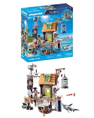 PLAYMOBIL | Pirates | Puerto Pirata con prisión de corsarios | Figuras de Piratas | Juguetes Piratas | Juguete para niños y niñas a Partir de 4 años | 71792