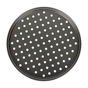 Fenteer Geperforeerde pizza pan carbon staal bakplaat pizza bakplaat voor party grill – 28cm
