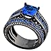 Rongxing Jewelry Couple Blue Sapphire Ring Sets Size 9 Women's Black Gold Wedding