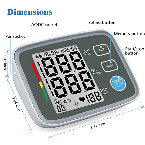 Blood Pressure Monitor, AlphaMed Upper Arm BP Monitor Blood Pressure Cuff with Memory Storage Pulse Diastolic Systolic Measurement and Large Screen Displaying - Thumbnail 3
