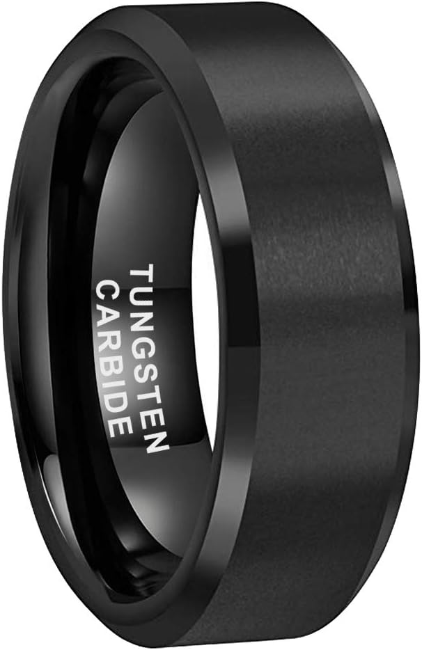 iTungsten 4mm 6mm 8mm Silver/Black/White/Gunmetal/18K Gold/Rose Gold Tungsten Rings for Men Women Wedding Bands Matte Finish Beveled Edges Comfort Fit